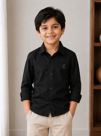 Boys' Classic Solid Black Formal Shirt