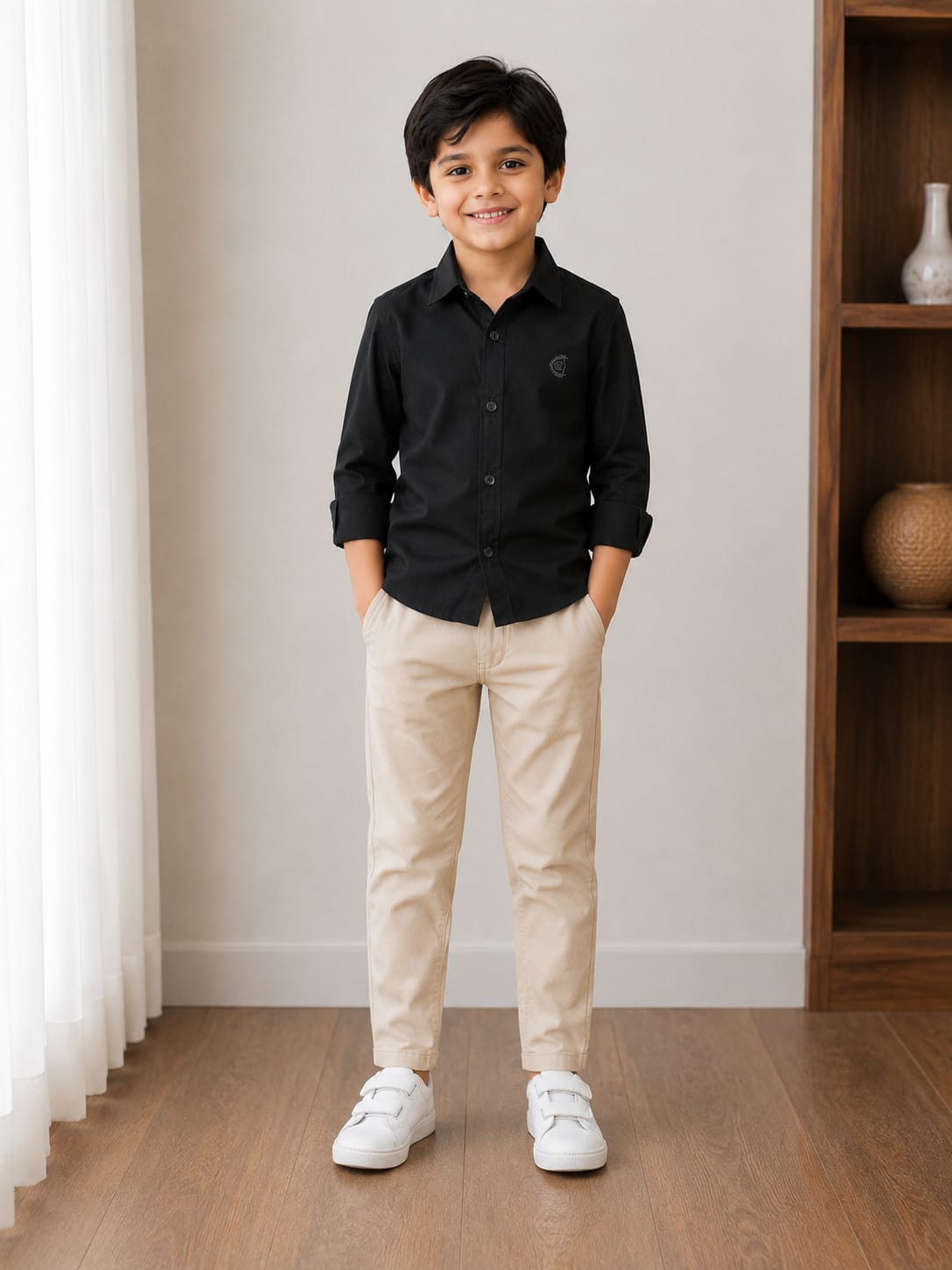 Boys' Classic Solid Black Formal Shirt