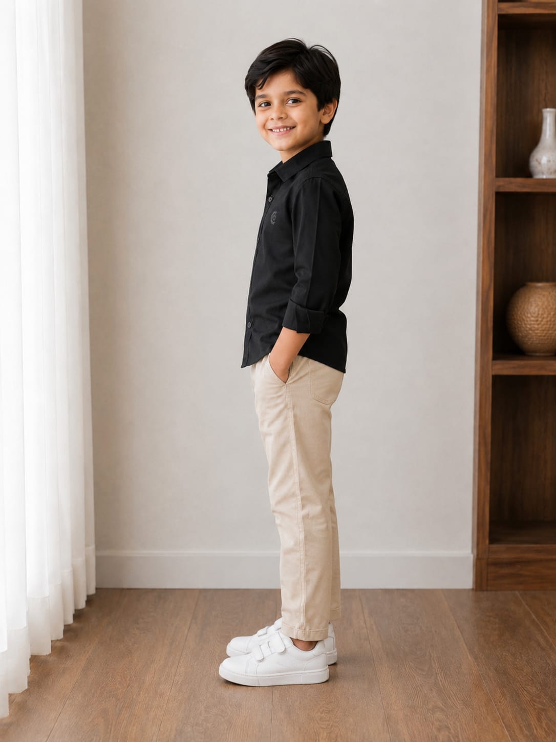 Boys' Classic Solid Black Formal Shirt