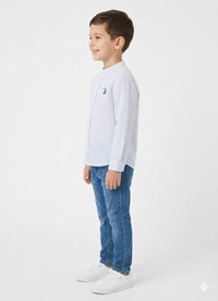 Boys' Classic Striped Mandarin Collar Shirt