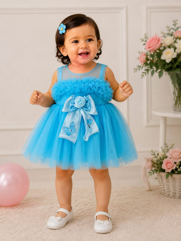 Baby Girl's Sky Blue Butterfly Bow Tulle Party Dress