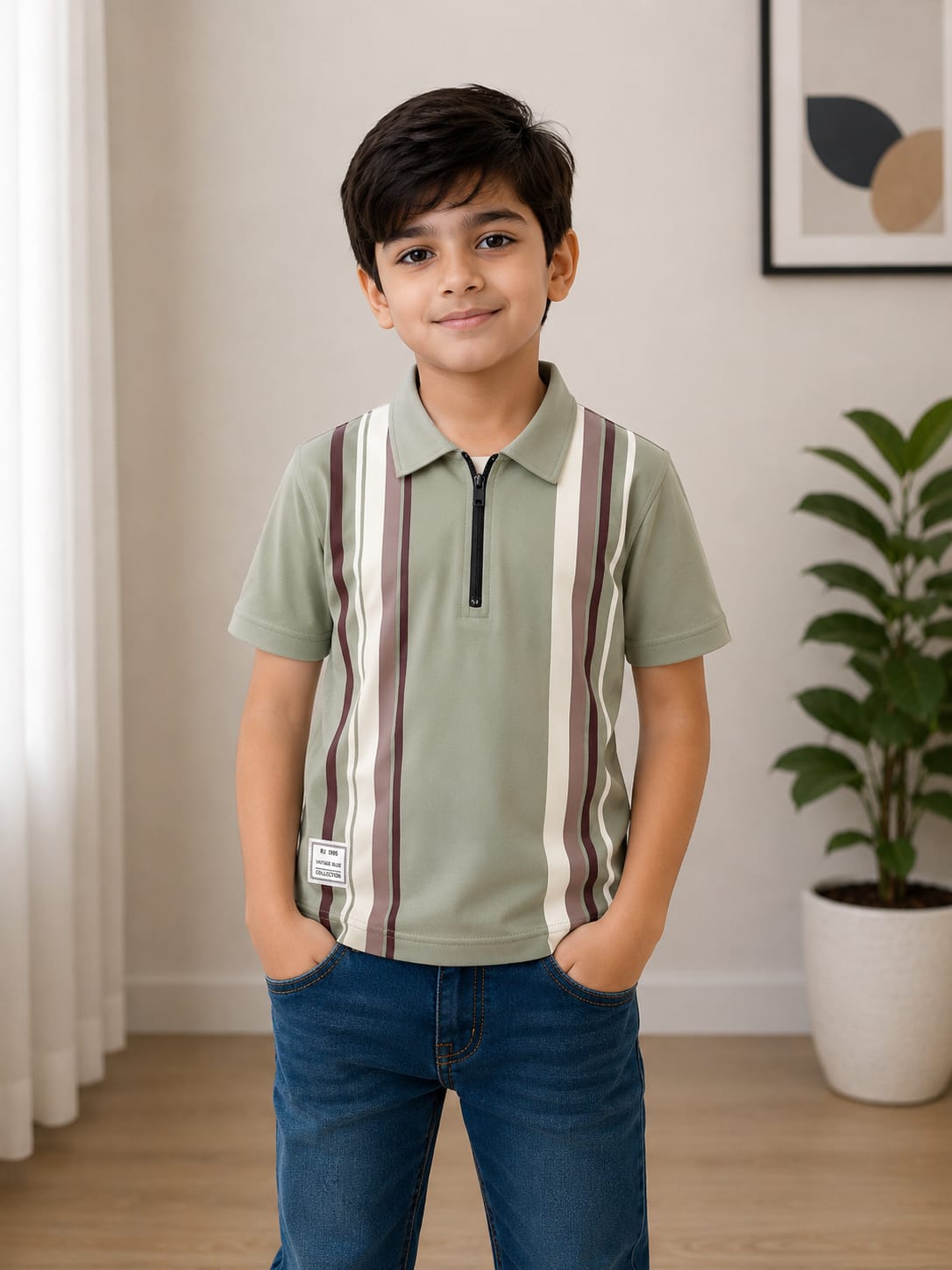 Boys' Smart Knit Zipper Polo T-Shirt