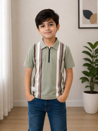 Boys' Smart Knit Zipper Polo T-Shirt