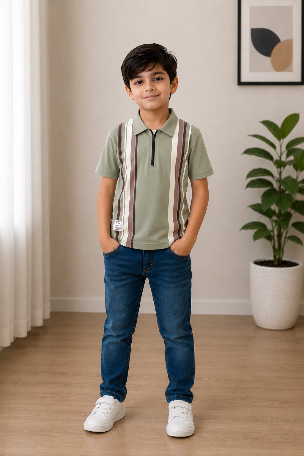 Boys' Smart Knit Zipper Polo T-Shirt