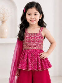 Girls' Embroidered Peplum Sharara Set