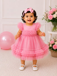 Adorable Ruffled Party Dress in Blossom Pink
