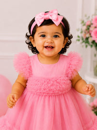Adorable Ruffled Party Dress in Blossom Pink