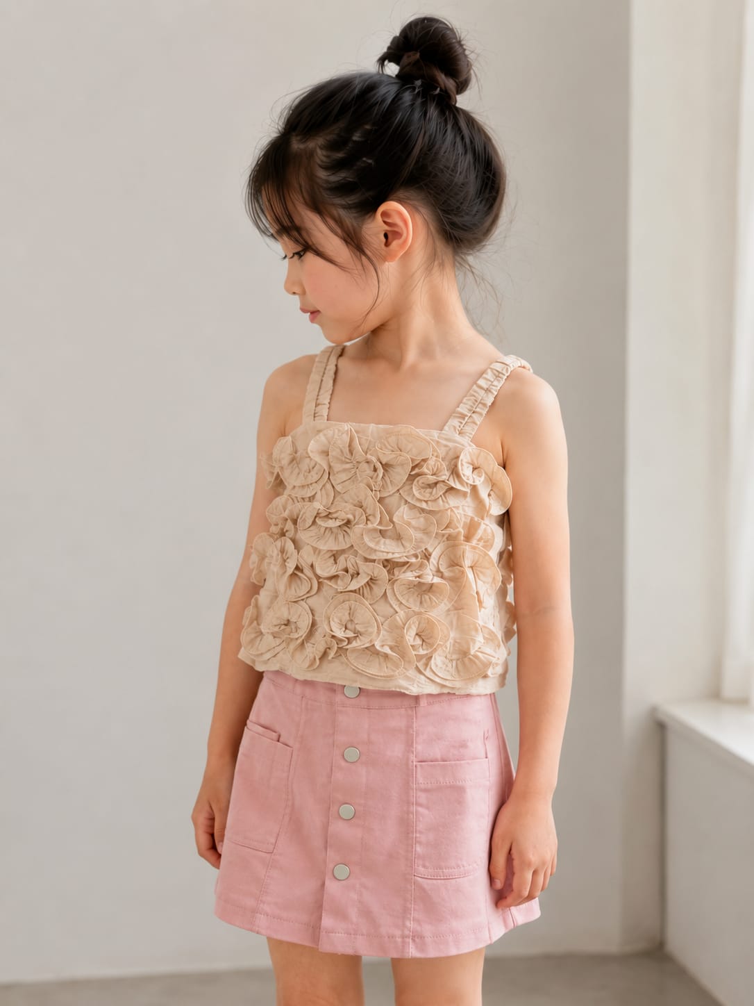 Girls' 3D Rose Rosette Camisole Top
