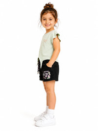 Girls' Flutter Sleeve Front-Tie Graphic Top