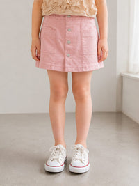 Girls' Button-Front Denim Skort