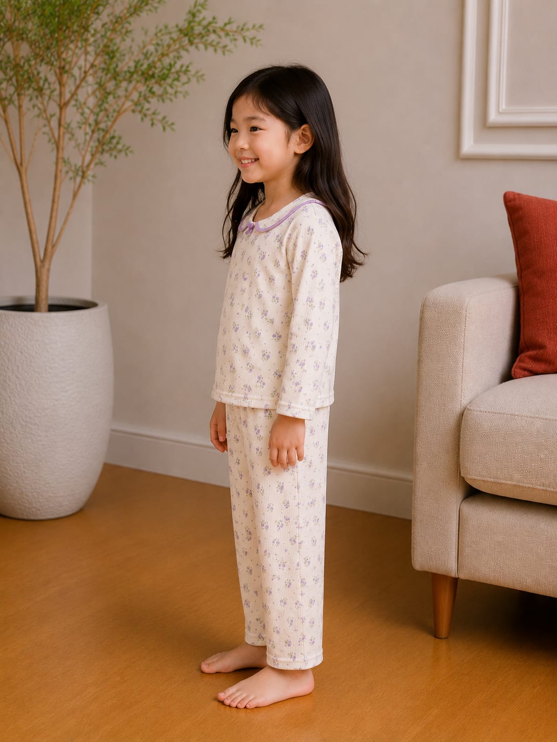 Ultrasoft Lavender Ditsy Floral Ribbed Night wear Set