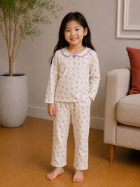 Ultrasoft Lavender Ditsy Floral Ribbed Night wear Set