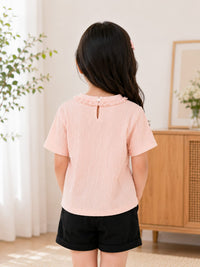 Girls' Rose Applique Textured Knit Top