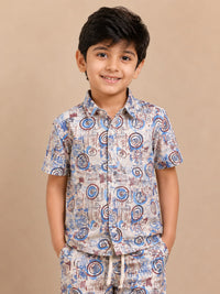 Artistic Abstract Print Summer Co-ord Set for Boys