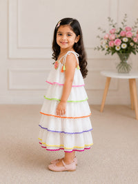 Whimsical Rainbow Tiered Summer Frock