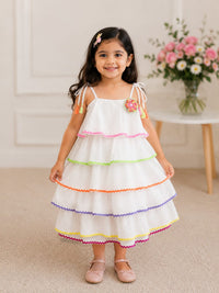 Whimsical Rainbow Tiered Summer Frock