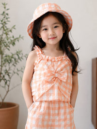 Charming Summer Gingham Co-ord Set with Bucket Hat