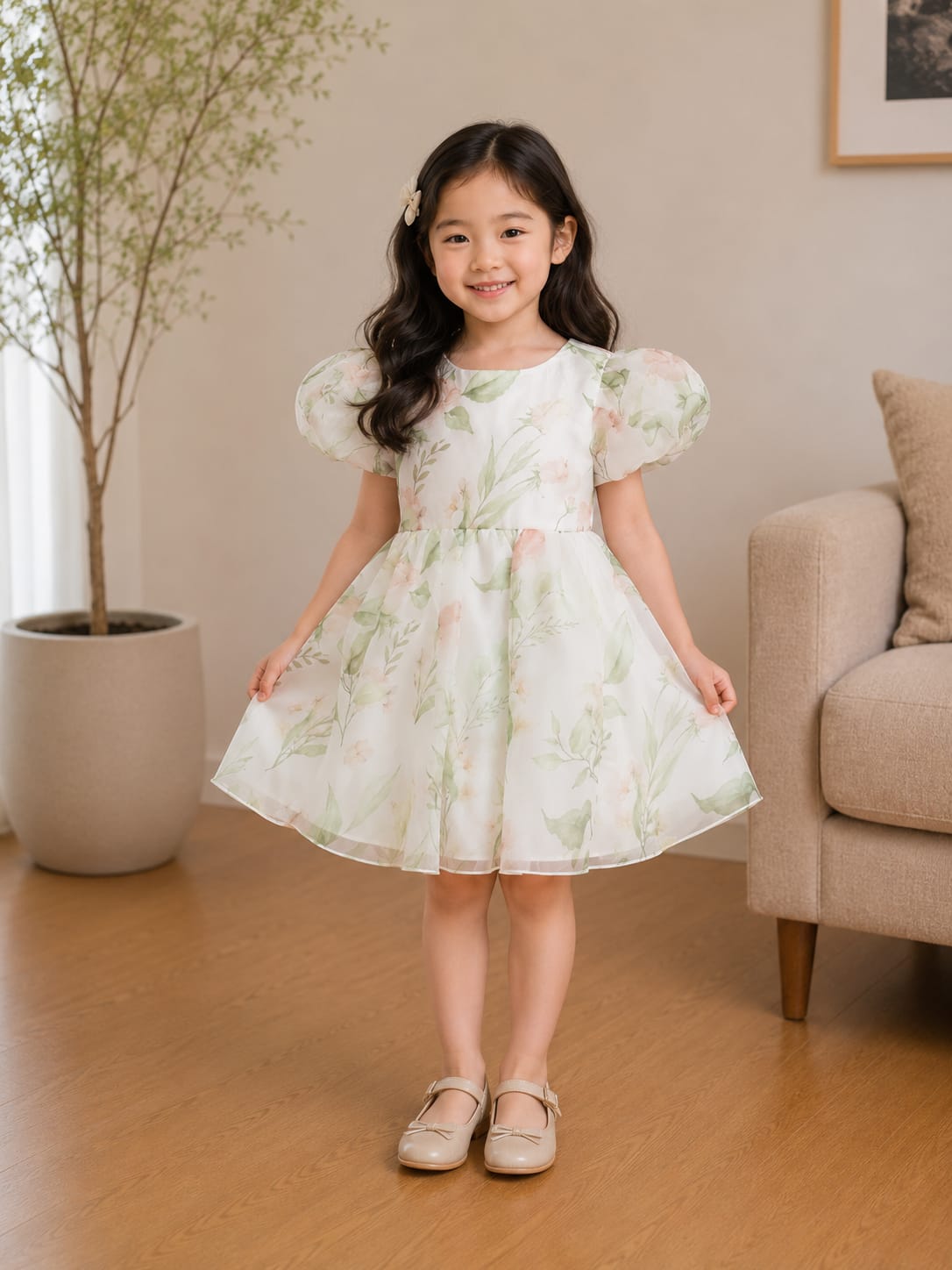 Elegant Floral Organza Party Dress