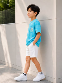 Boys' Cloud-Wash Graphic T-Shirt – Vibrant Sky Blue
