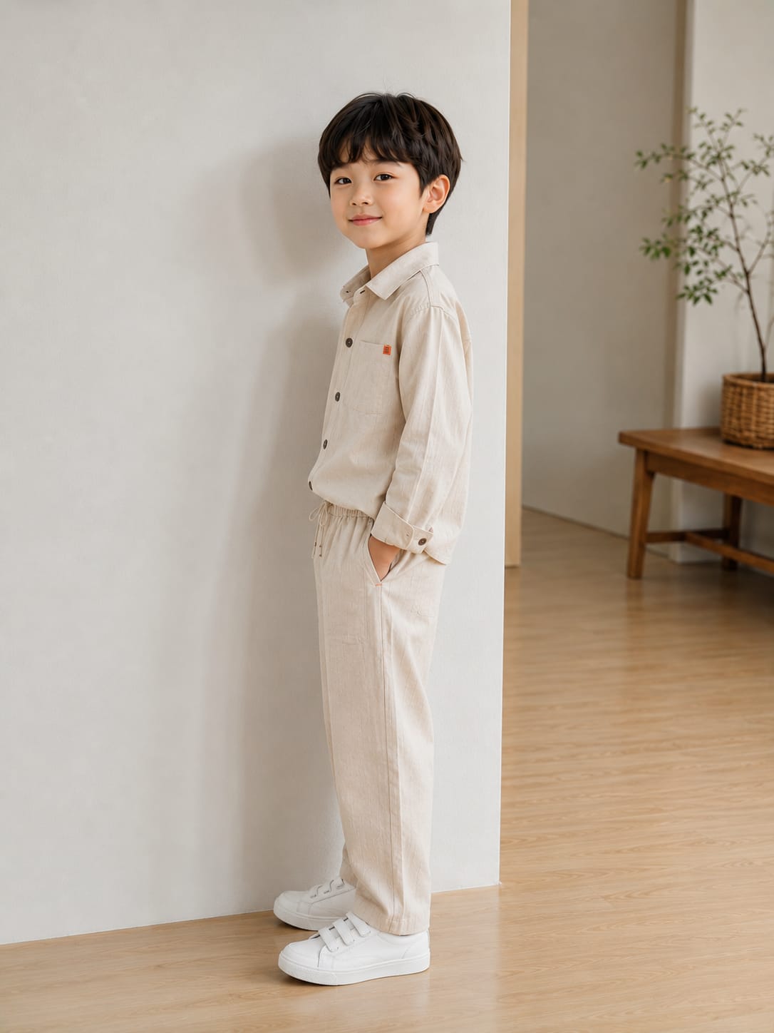 Boys' Minimalist Linen-Blend Co-ord Set