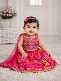 Vibrant Pink Bandhani Print Lehenga Choli Set