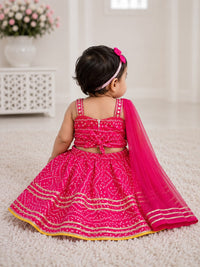 Vibrant Pink Bandhani Print Lehenga Choli Set