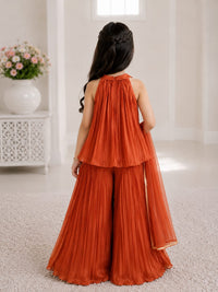 Elegant Rust-Orange Georgette Sharara Set