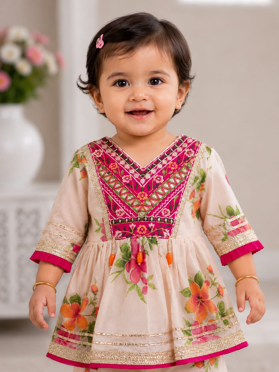 Charming Floral Printed Sharara Set for Girls