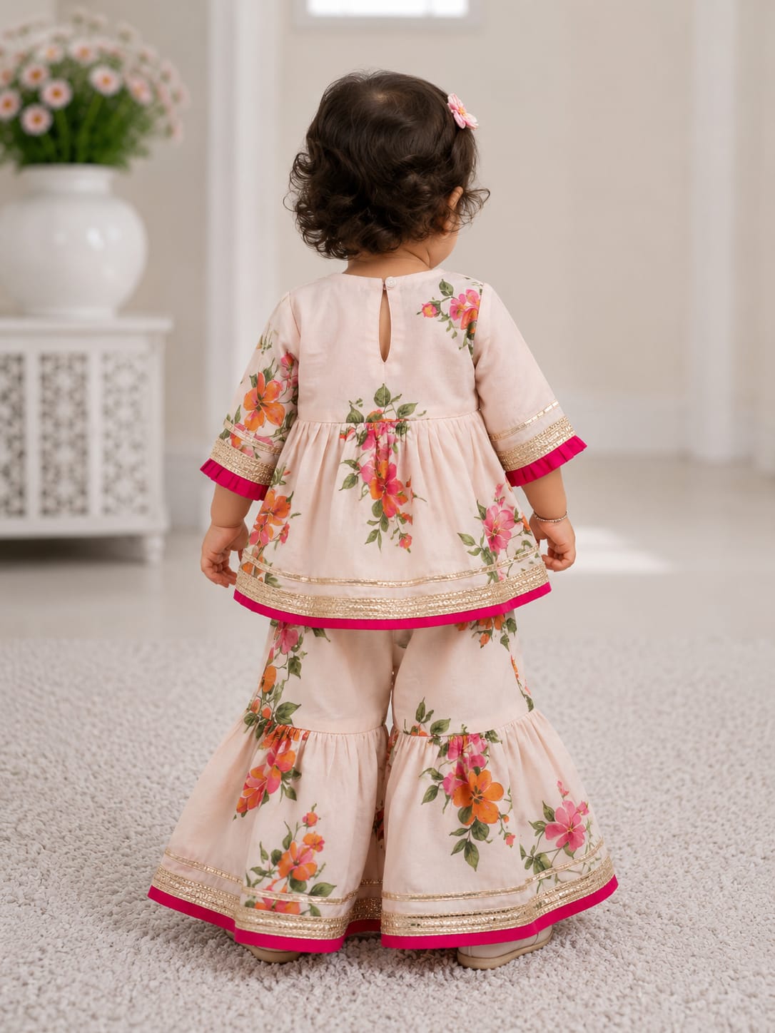 Charming Floral Printed Sharara Set for Girls