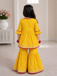 Vibrant Yellow Leheriya Sharara Set for Girls
