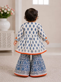 Elegant Indigo Floral Sharara Set for Girls