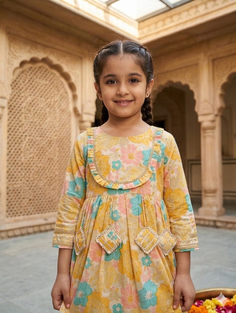 Pastel Floral Elegance Sharara Set for Girls
