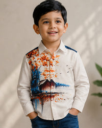 Boys' Scenic Landscape Printed Casual Shirt