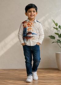 Boys' Scenic Landscape Printed Casual Shirt