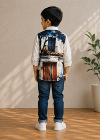 Boys' Scenic Landscape Printed Casual Shirt