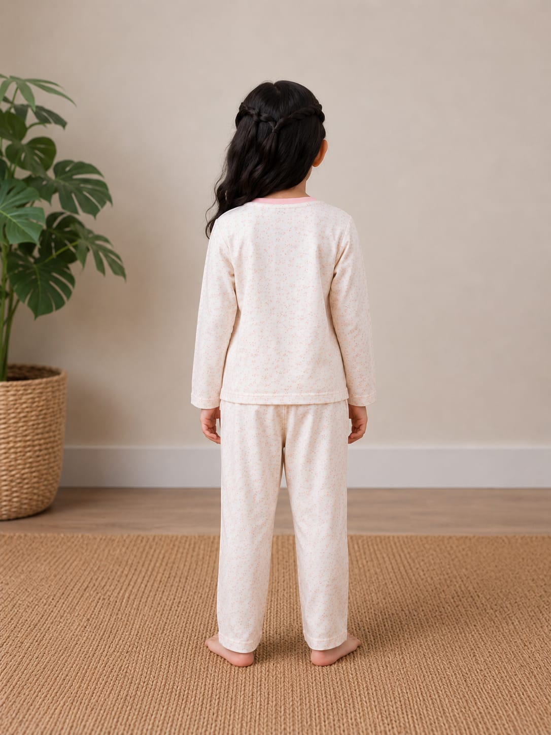 Girls' Ditsy Floral Print Full-Sleeve Pajama Set
