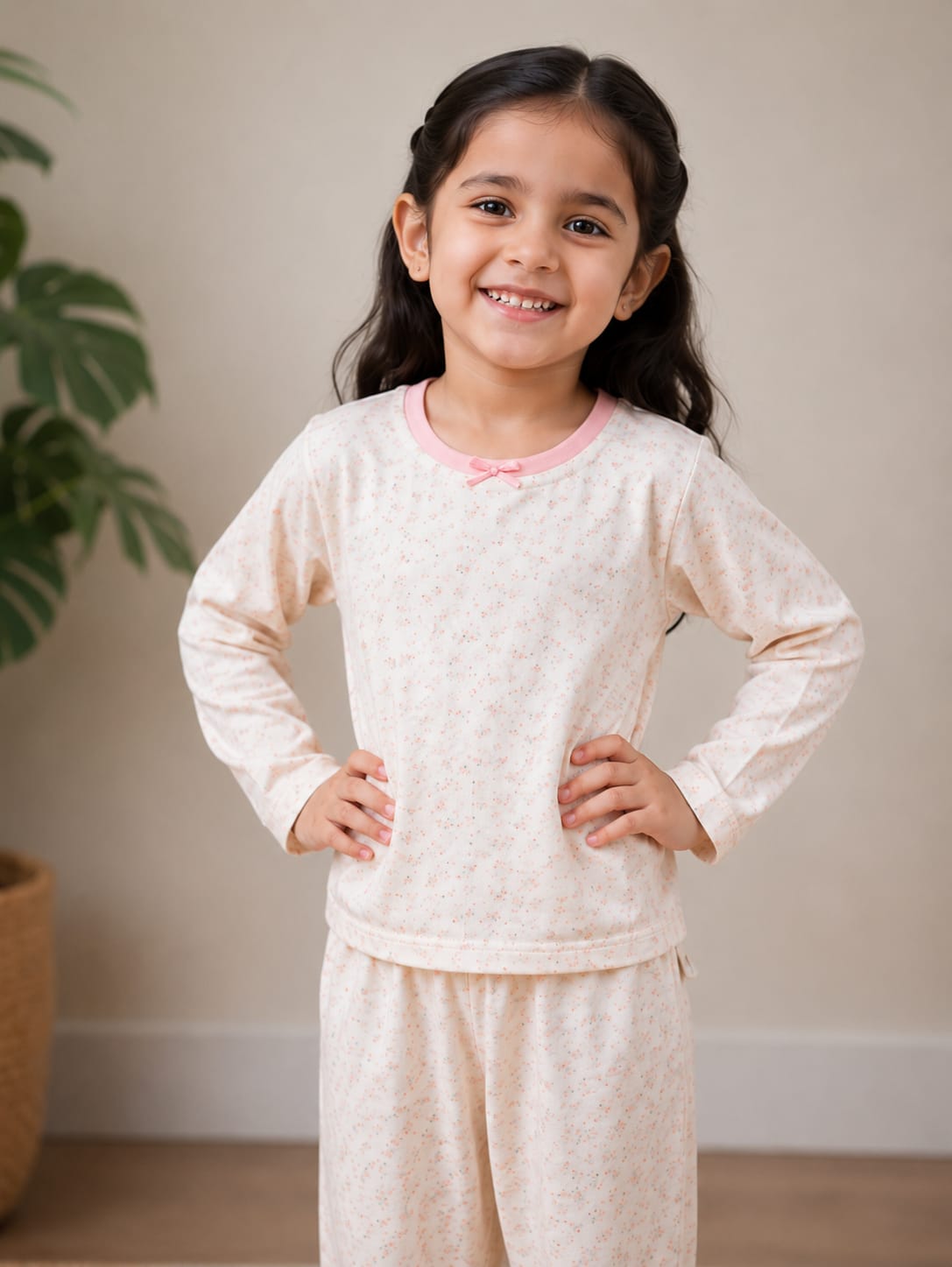 Girls' Ditsy Floral Print Full-Sleeve Pajama Set