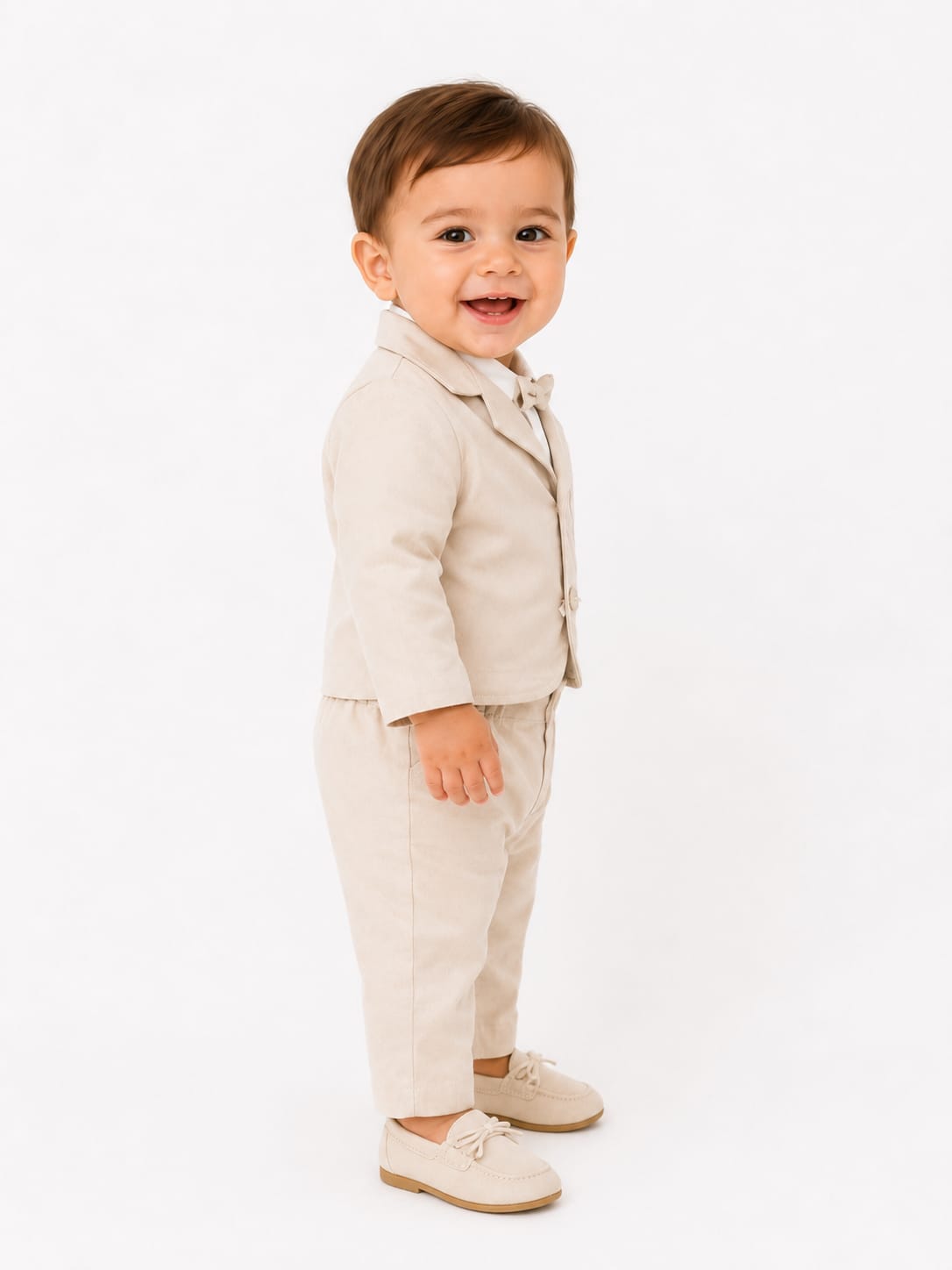 Toddler Boys' Classic Beige Three-Piece Formal Suit Set