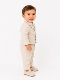 Toddler Boys' Classic Beige Three-Piece Formal Suit Set