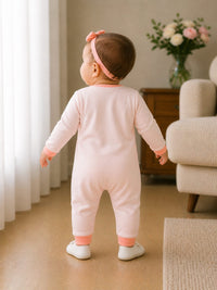 Baby Girls' Pink Typography and Bunny Graphic Romper