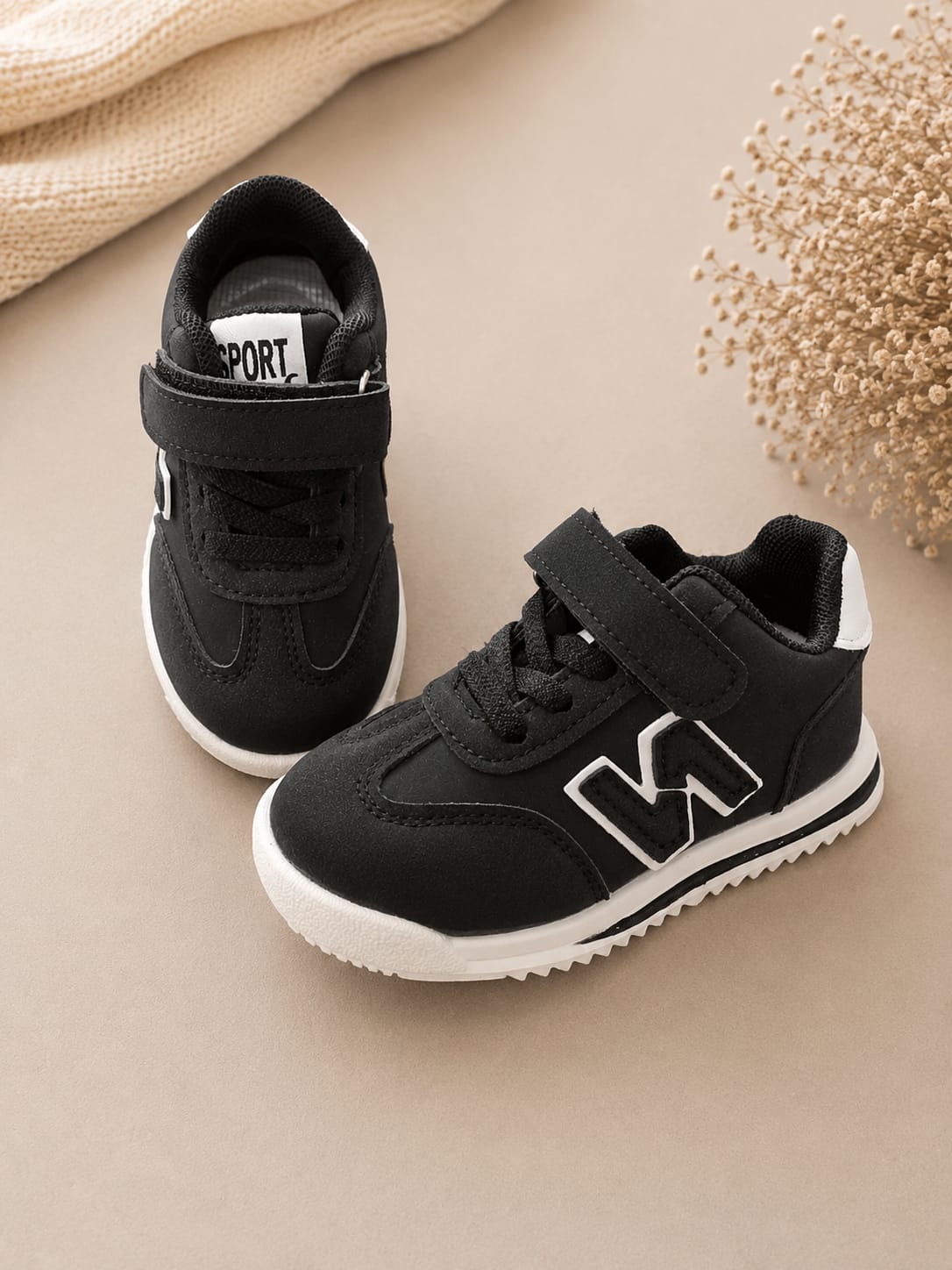 Kids' Classic Black and White Sporty Sneakers