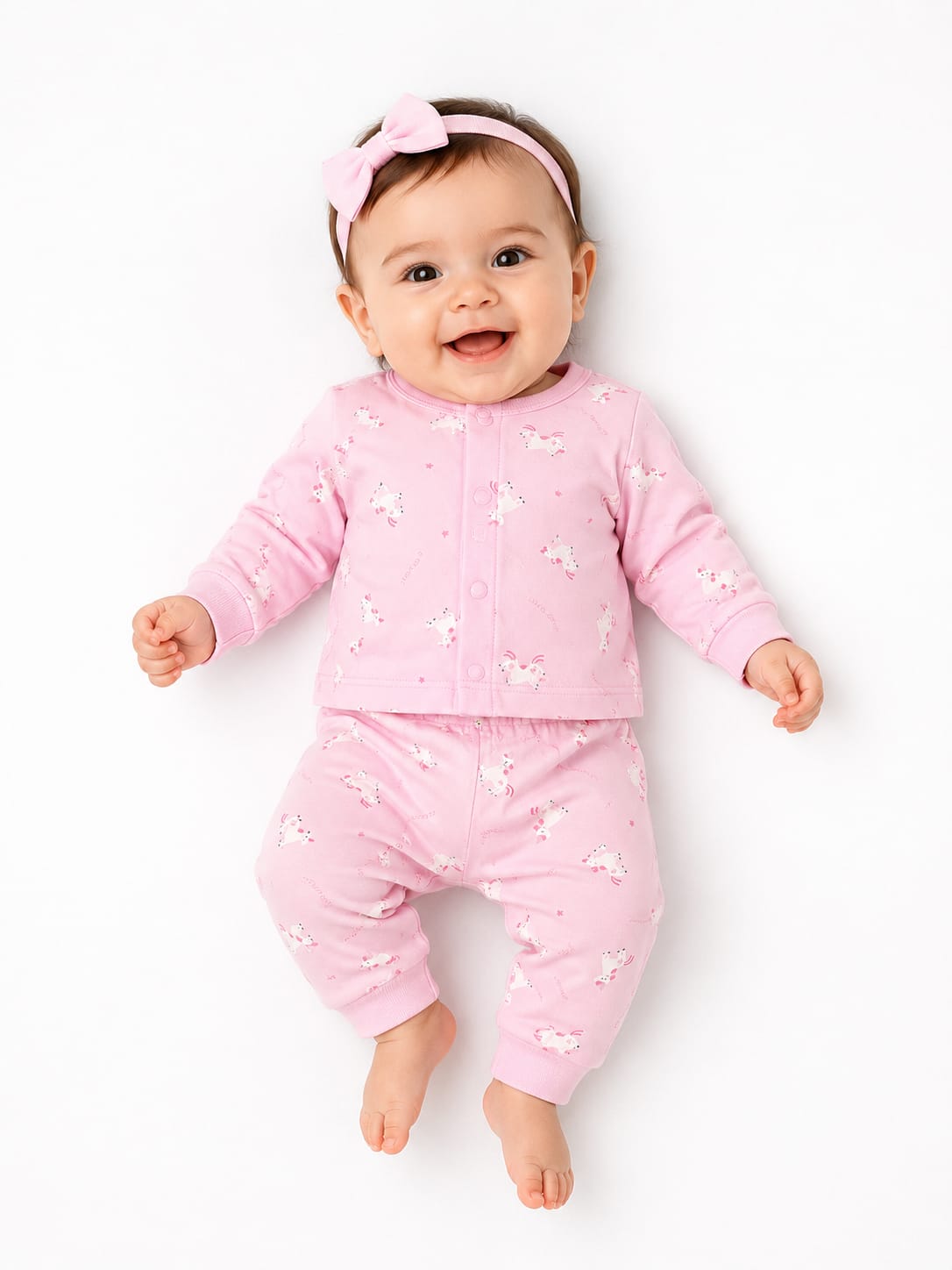 Baby Girls' Pink Unicorn Print Lounge Top and Pants Set
