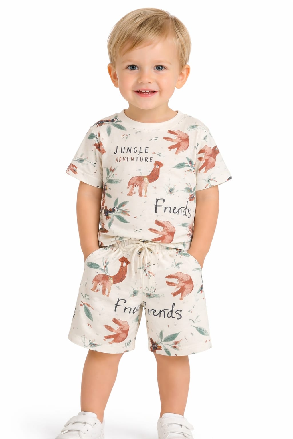 Toddler Boys' "Jungle Adventure" Allover Print T-Shirt and Shorts Set
