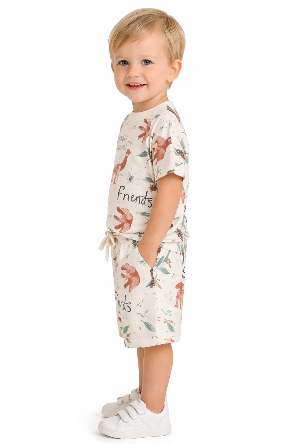 Toddler Boys' "Jungle Adventure" Allover Print T-Shirt and Shorts Set
