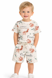 Toddler Boys' "Jungle Adventure" Allover Print T-Shirt and Shorts Set