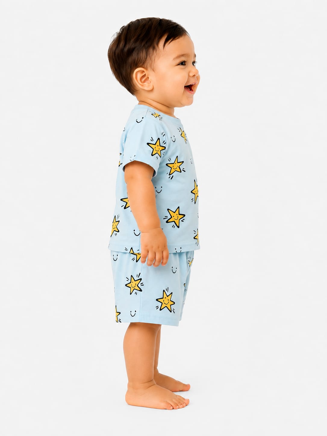Starry Smiles Two-Piece Loungewear Set – Sky Blue