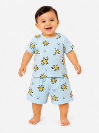 Starry Smiles Two-Piece Loungewear Set – Sky Blue