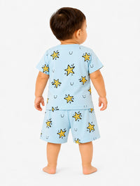 Starry Smiles Two-Piece Loungewear Set – Sky Blue
