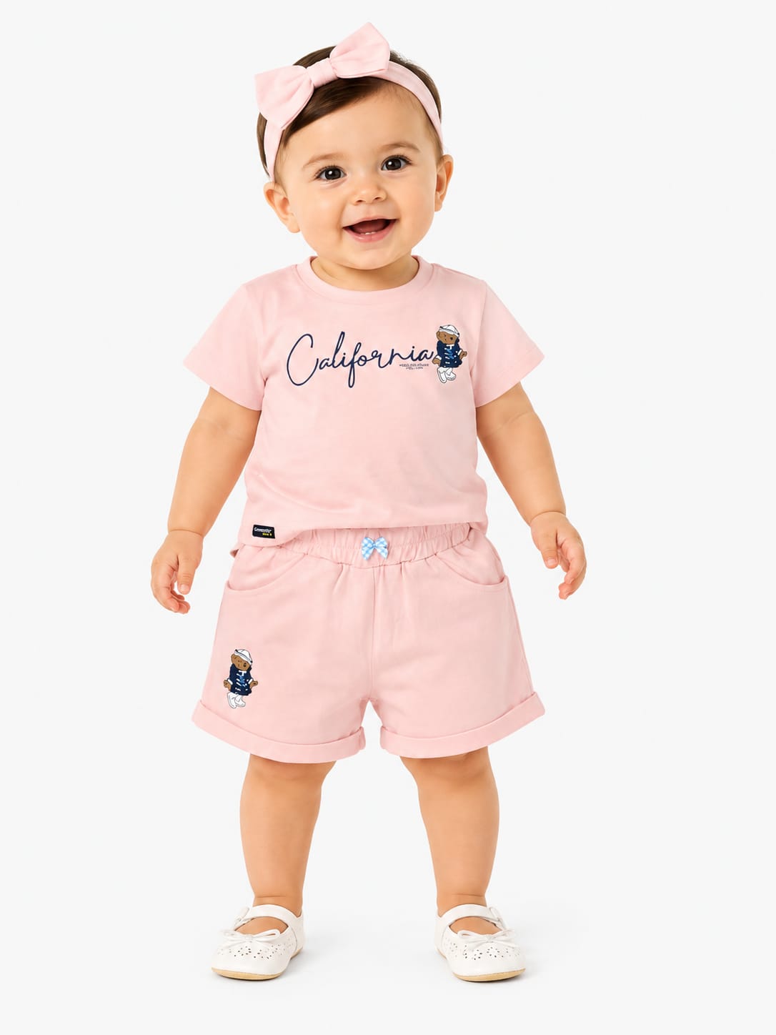 California Bear Two-Piece Summer Set – Powder Pink