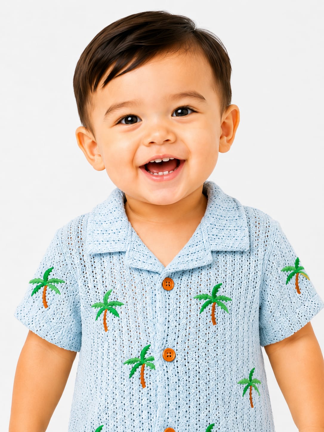 Toddler Palm Tree Embroidered Pointelle Knit Set